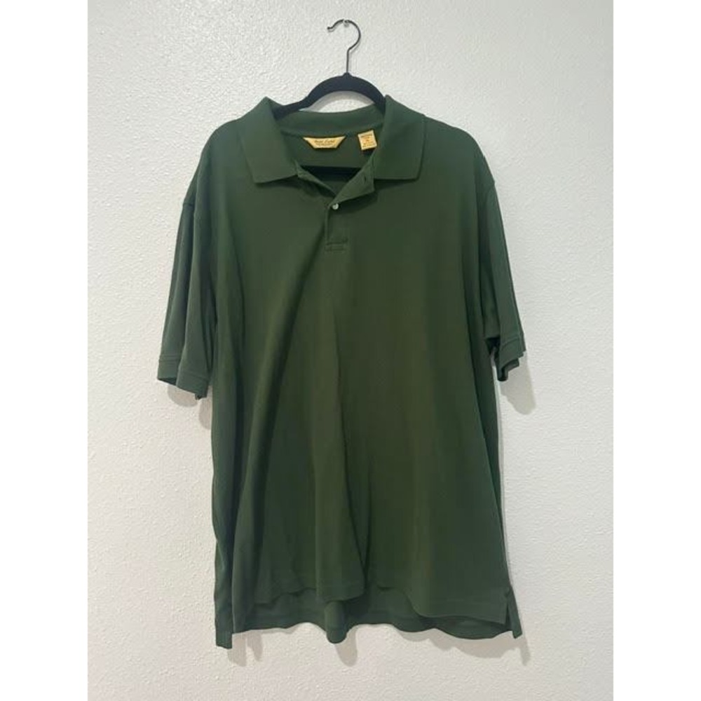 Roundtree & Yorke Gold Label Mens XL Olive Green Performance Pique Cotton Polo